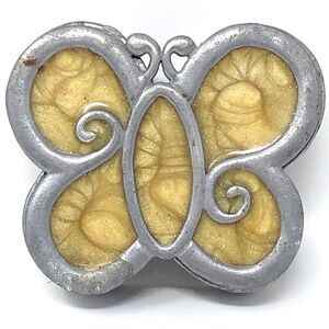 Hand Crafted Butterfly Trinket Stash Box Pewter & Stained Glass Made In USA Boho